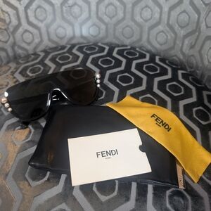 Fendi Black Sunglasses with Pearl Details